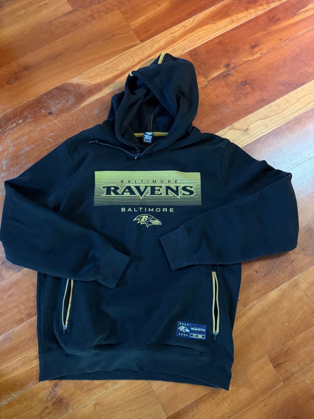 Baltimore Ravens Black Pullover Hoodie with Gold Trim